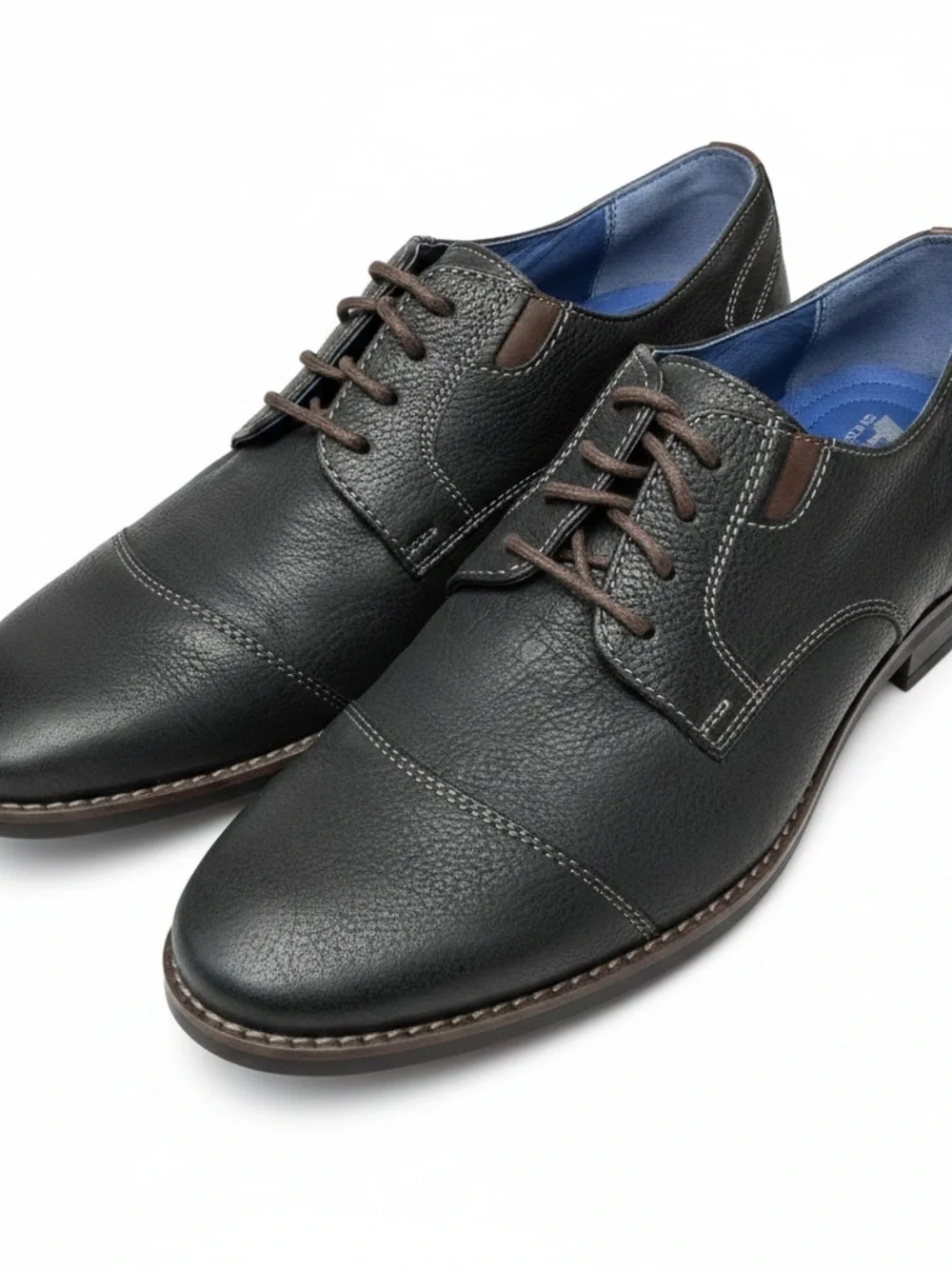 AM Shoe Company Black Leather Cap Toe Oxfords Men’s Size 7